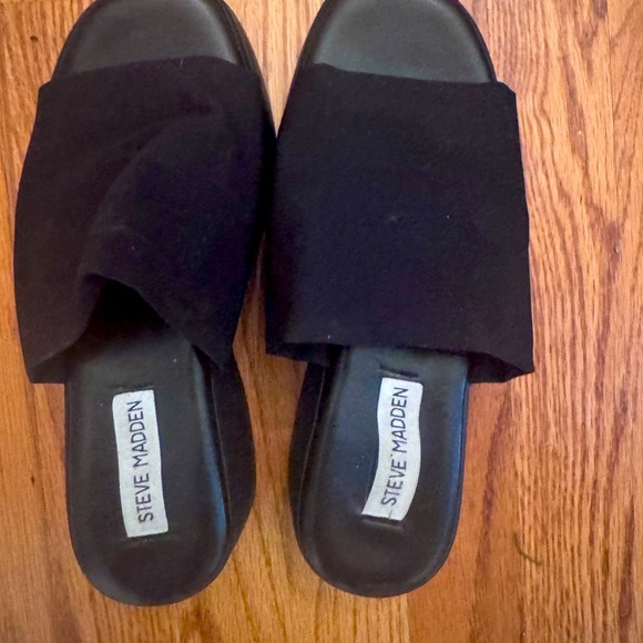 Steve Madden Black Women's Platform Slide Sandals Slinky30 - Picture 3 of 5